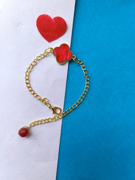 RED FLOWER CHARM WITH CHAIN