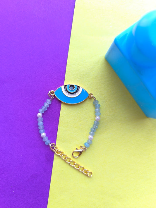 BLUE EVIL EYE CHARM WITH BEADS