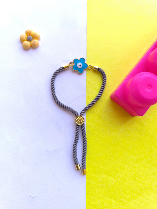 Flower charm with grey thread adjustable