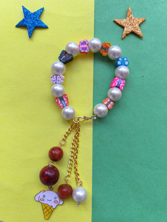 Pearl with icecream charm bracelet