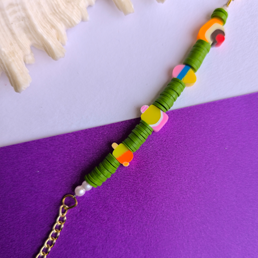 GREEN AND COLOURFUL BEADS