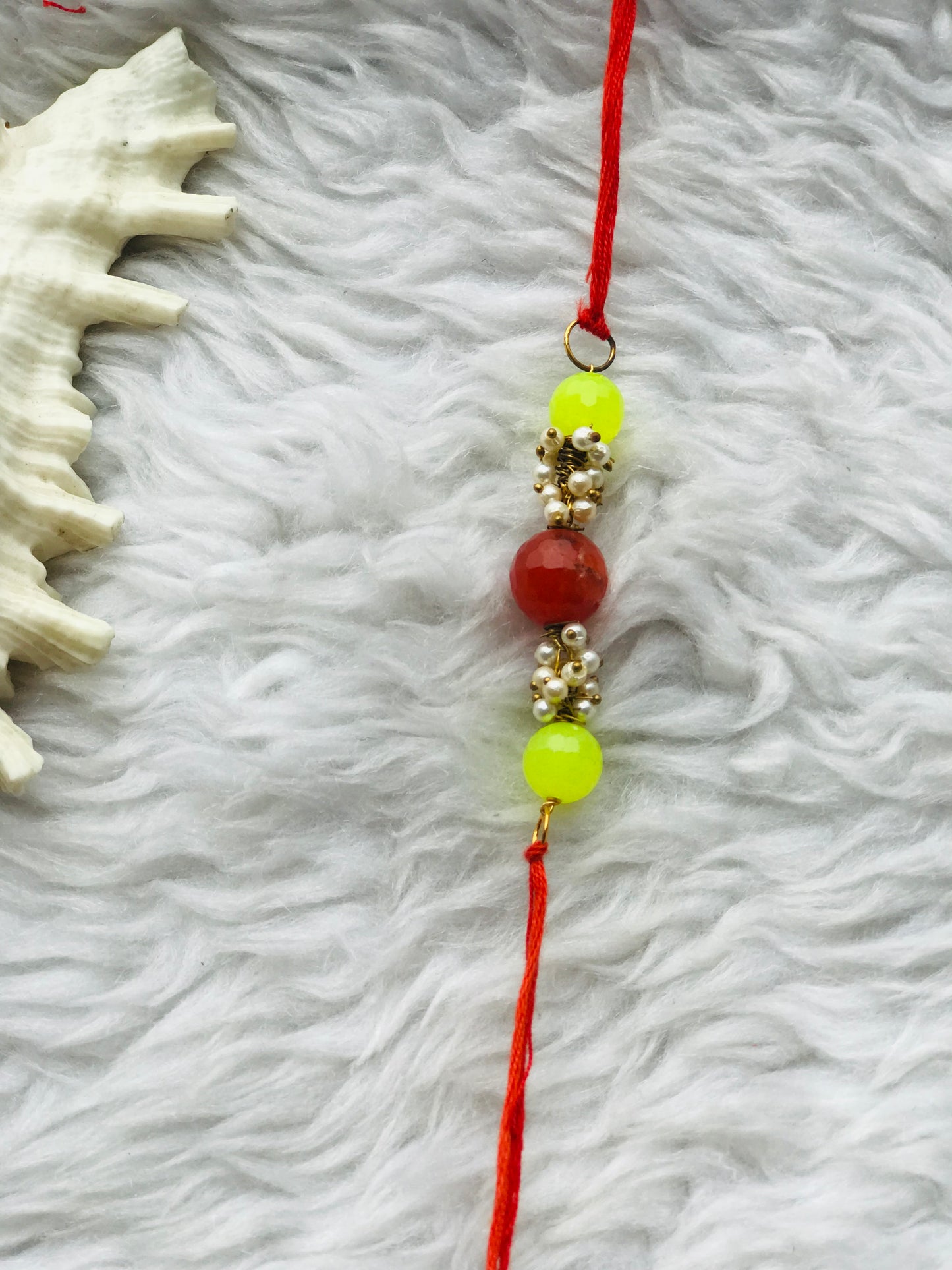 Onyx stone with pearl mauli rakhi