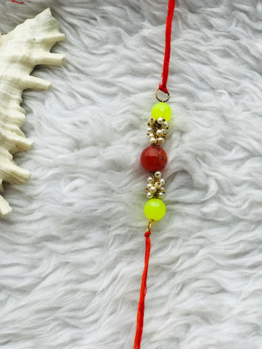 Onyx stone with pearl mauli rakhi