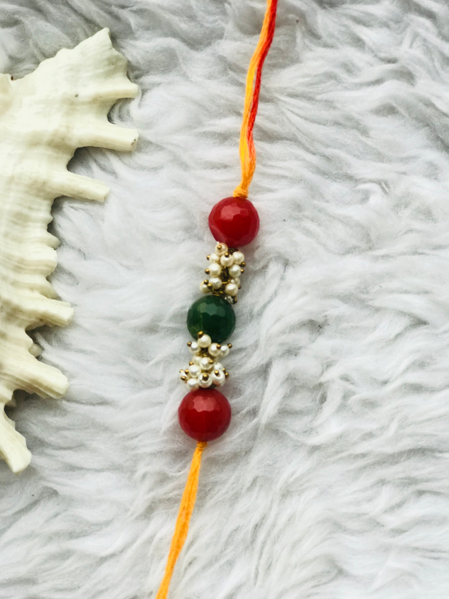 Onyx stone with pearl mauli rakhi
