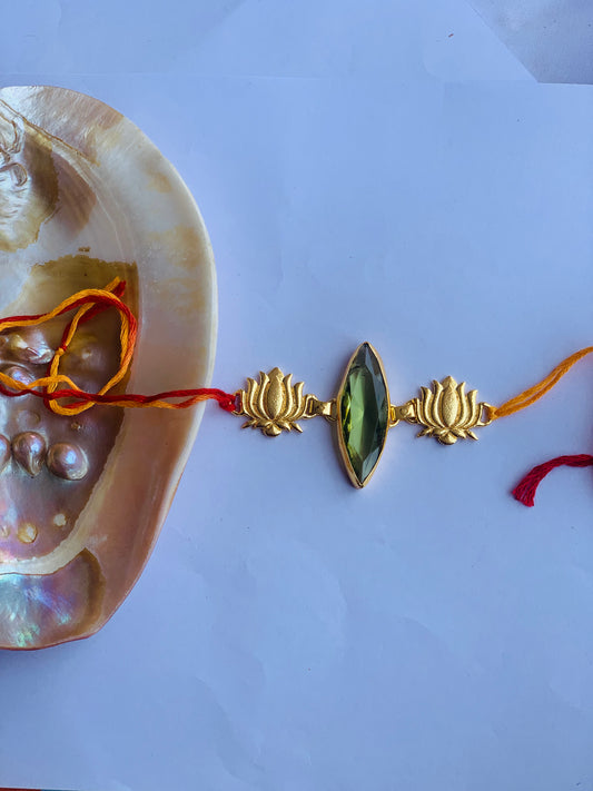 Lemon glass stone mauli rakhi