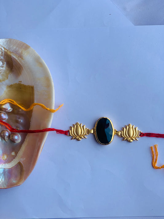 Green glass stone mauli rakhi