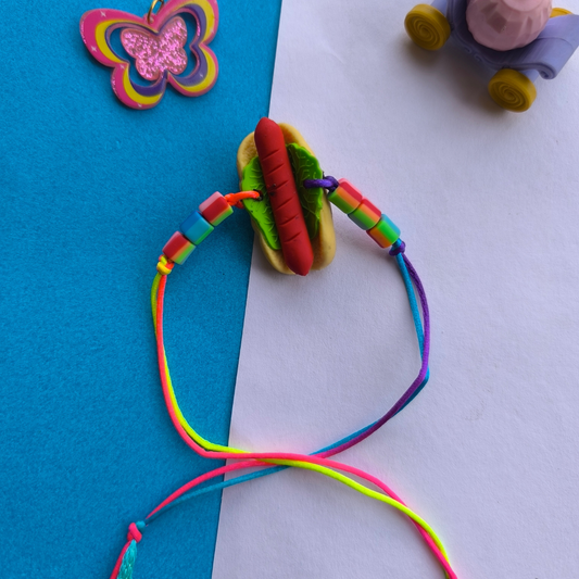 HOTDOG ERASER WITH  COLOUR BEADS & THREAD