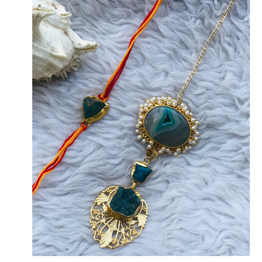 Apatite Raw Stone Couple Rakhi