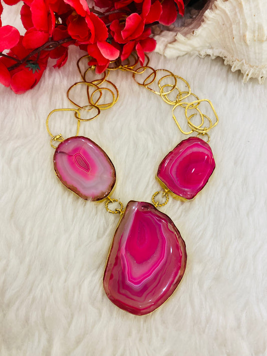 Fuchsia Agate Necklace