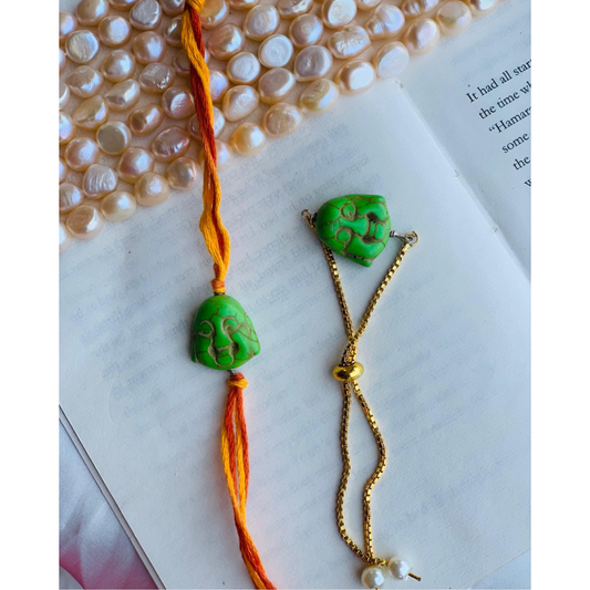 Green Funny Face Couple Rakhi