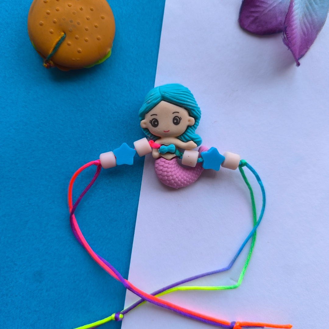 MERMAID ERASER WITH  COLOUR BEADS & THREAD