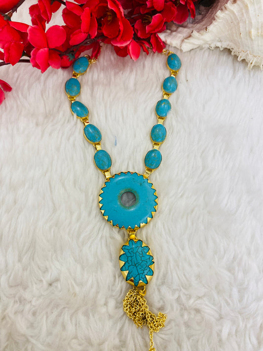 Drop of Turquoise Ring Necklace