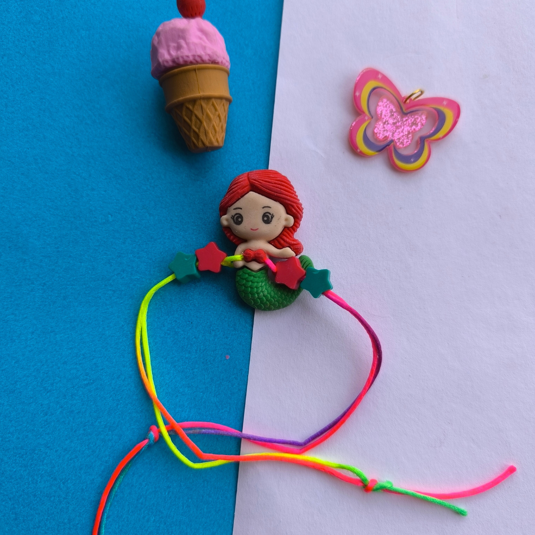 MERMAID ERASER WITH  COLOUR BEADS & THREAD