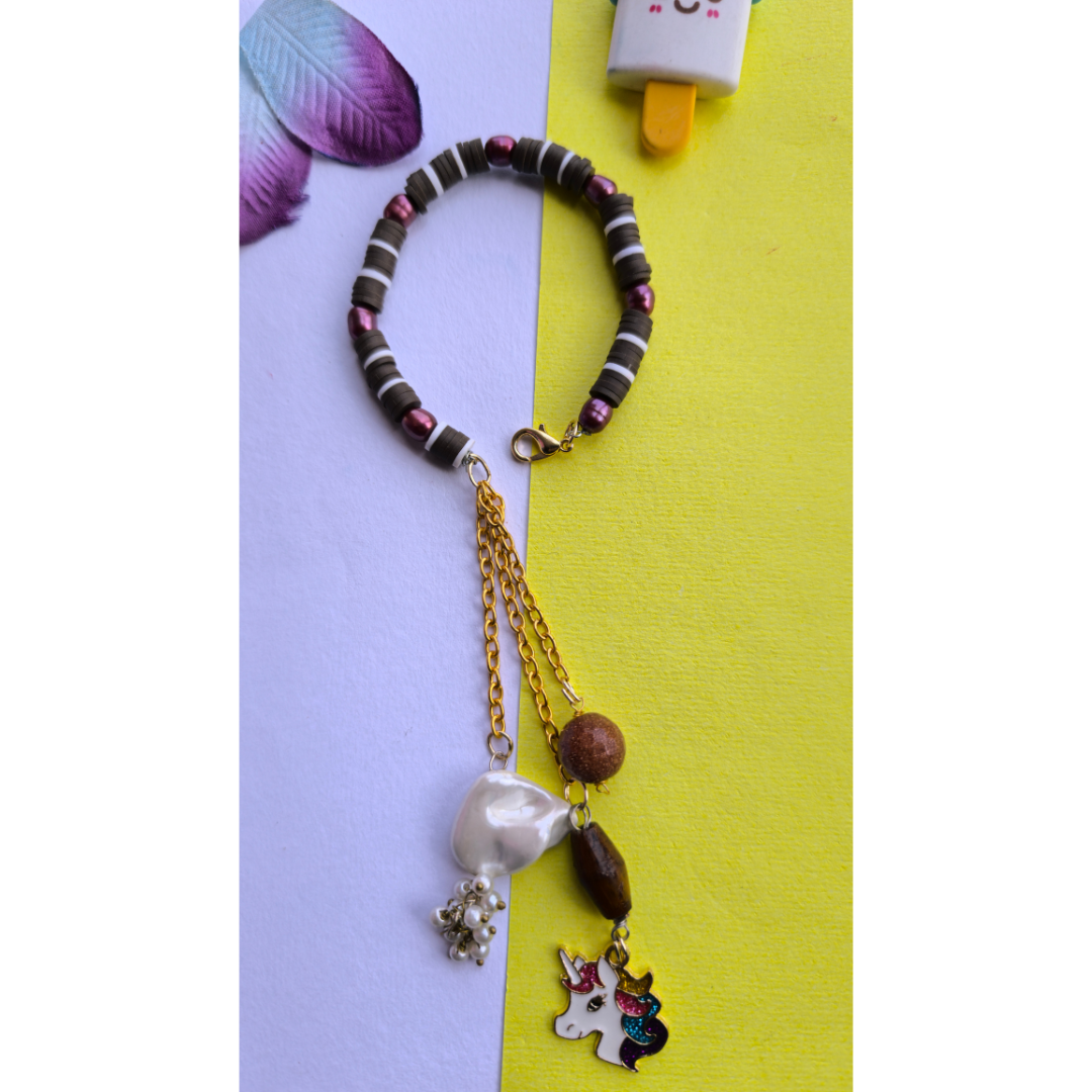 Colourful beads with unicorn charm