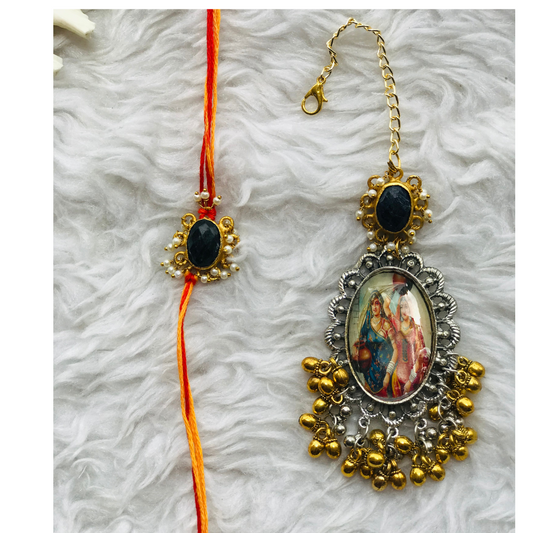 Lady in Traditionals Ghungroo Couple Rakhi