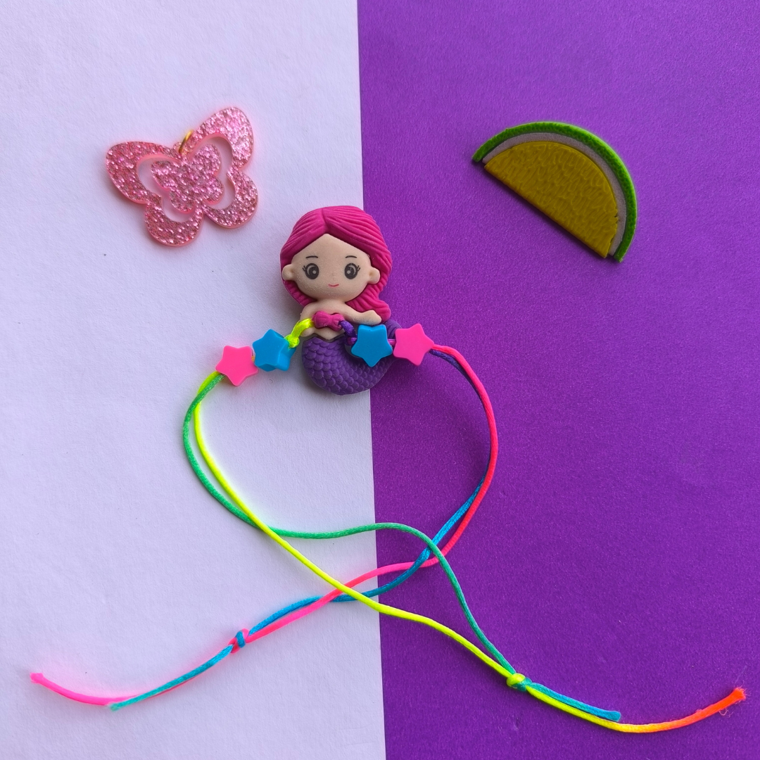 MERMAID ERASER WITH  COLOUR BEADS & THREAD