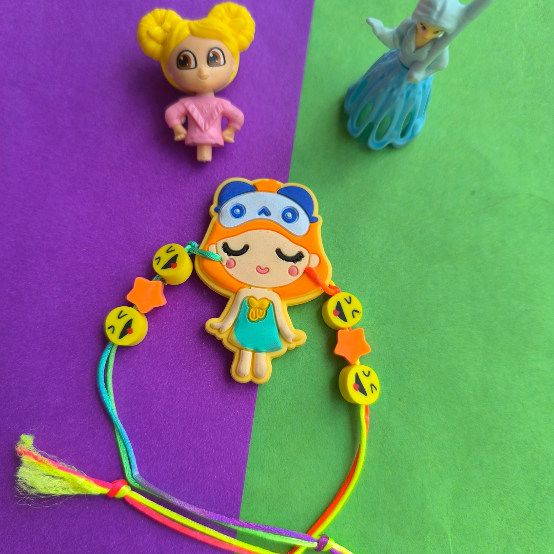 GIRL ERASER WITH  COLOUR BEADS & THREAD