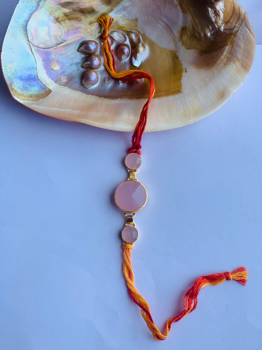 rose quartz in mauli rakhi