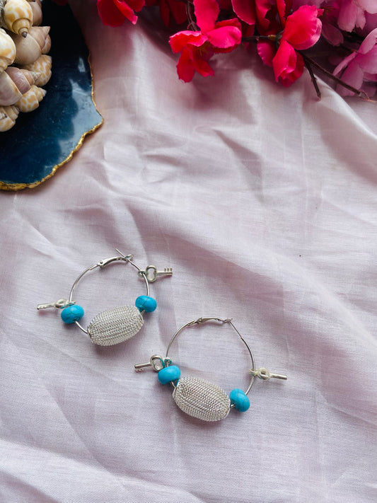 Key and Turquoise Beads Hoop