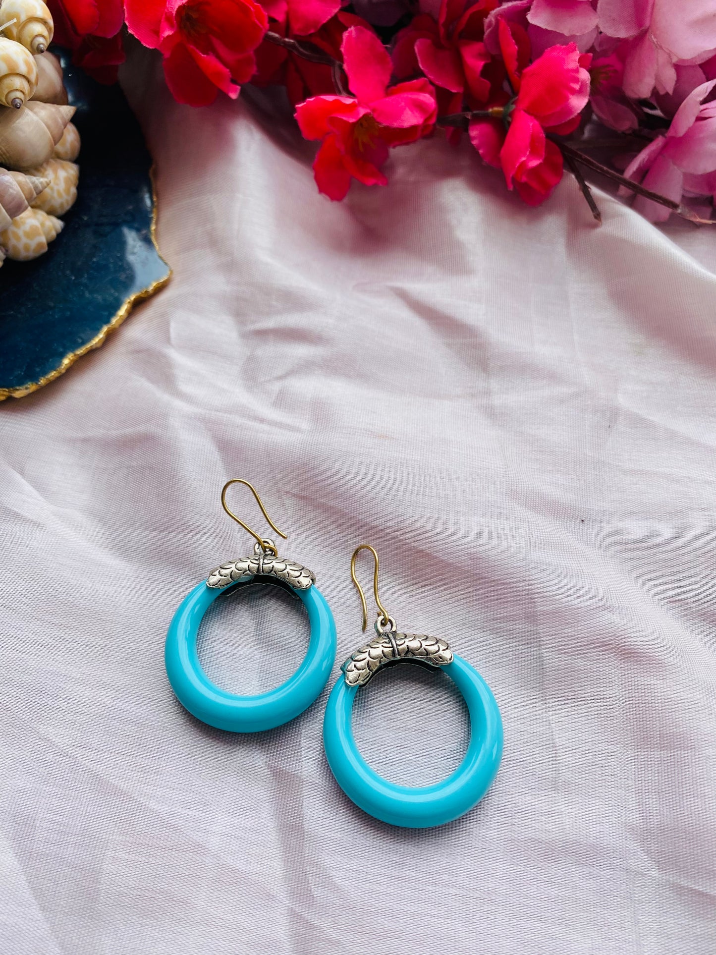 Turquoise Silver Hoop