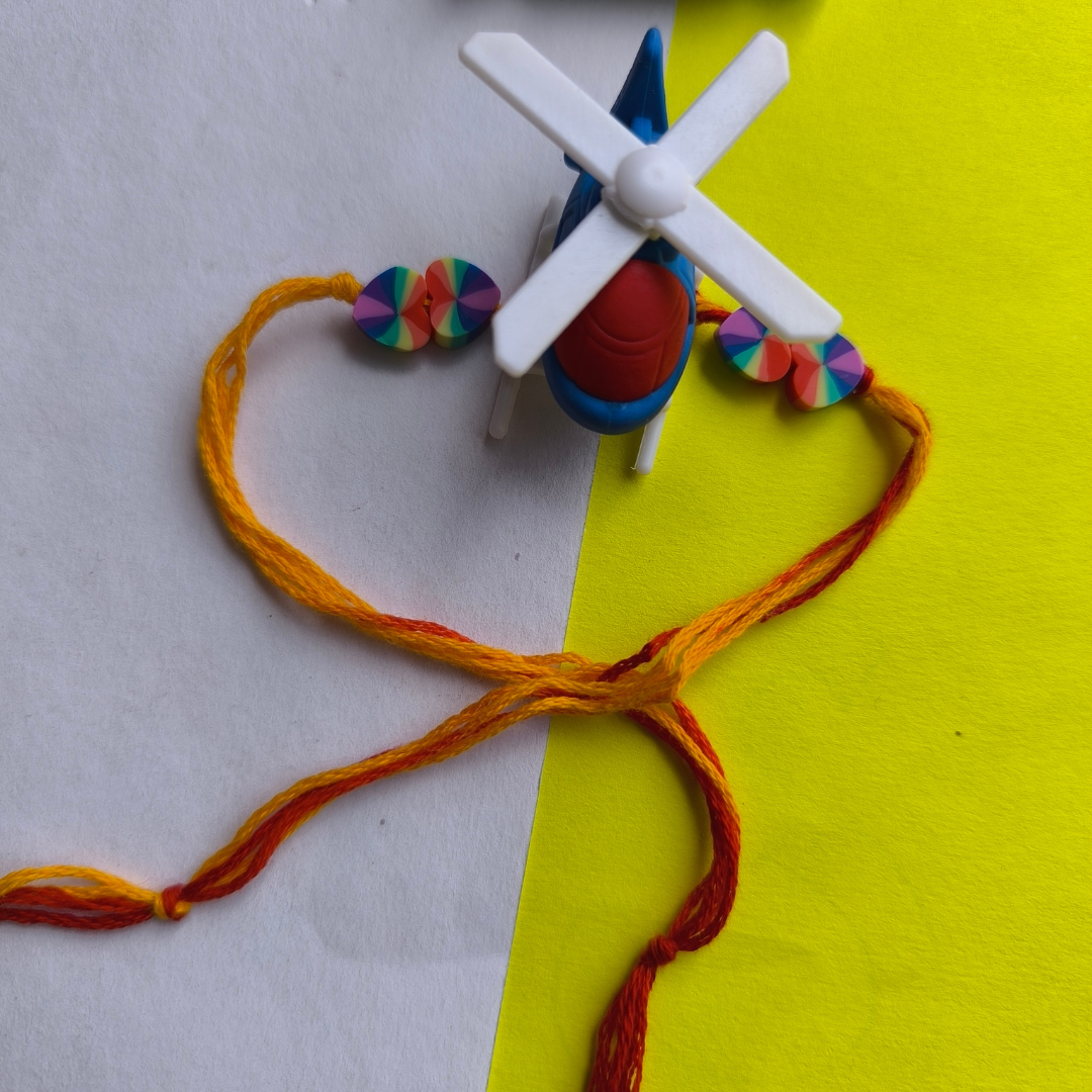 AEROPLANE ERASER WITH  COLOUR BEADS & MAULI