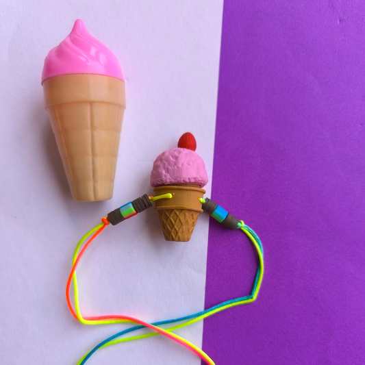 ICECREAM  ERASER WITH  COLOUR BEADS & THREAD