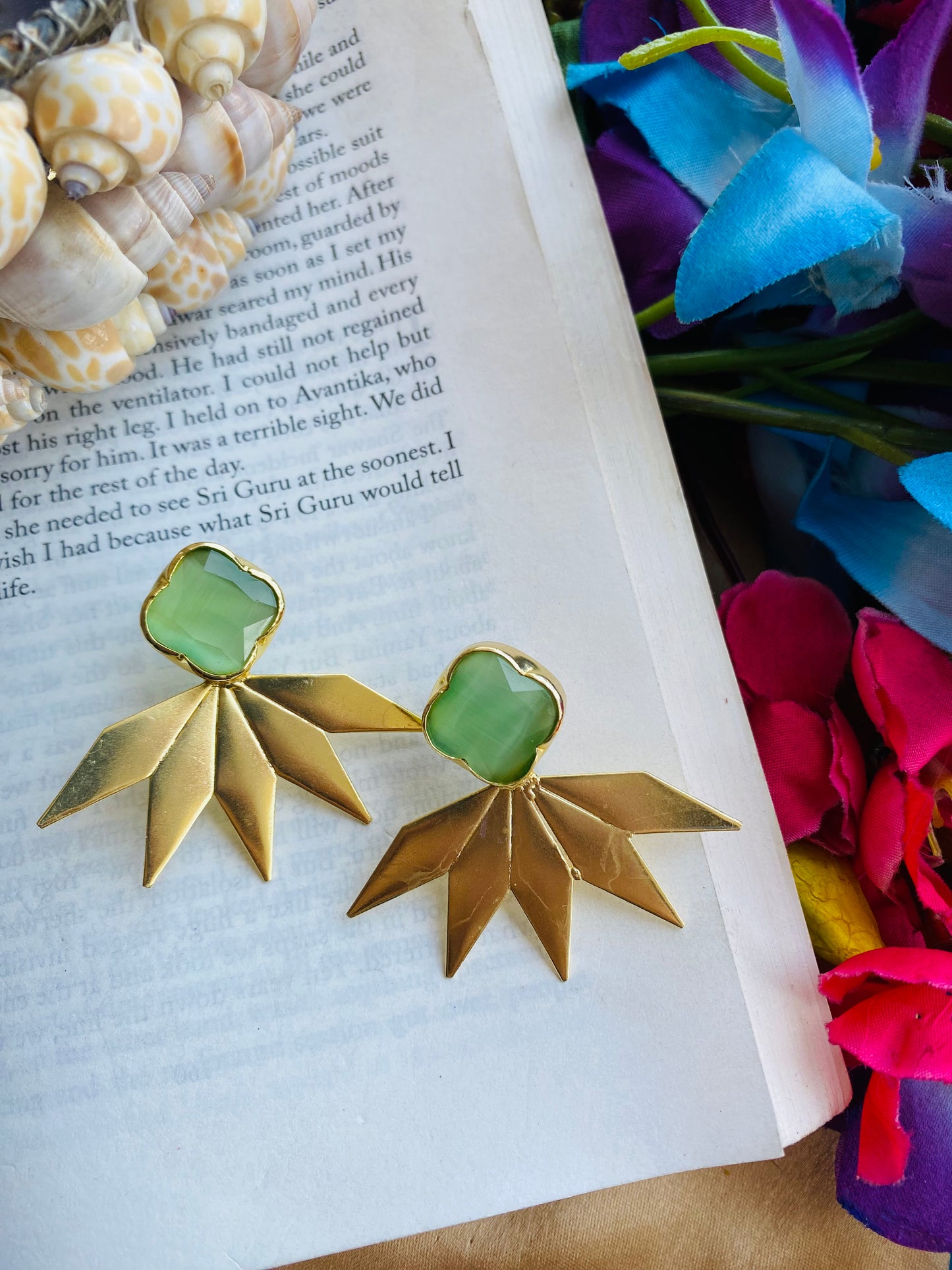 Flower with Leaves Studs