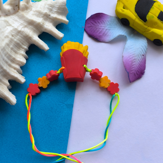 FRENCH FRY ERASER WITH COLOUR BEADS & THREAD