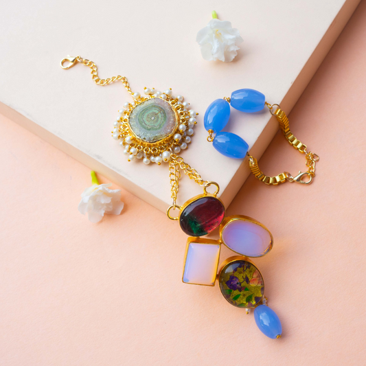 Multi Stone Studded Couple Rakhi