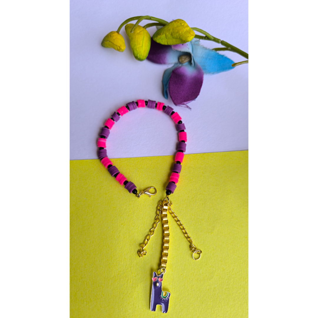 Purple cat beads bracelet