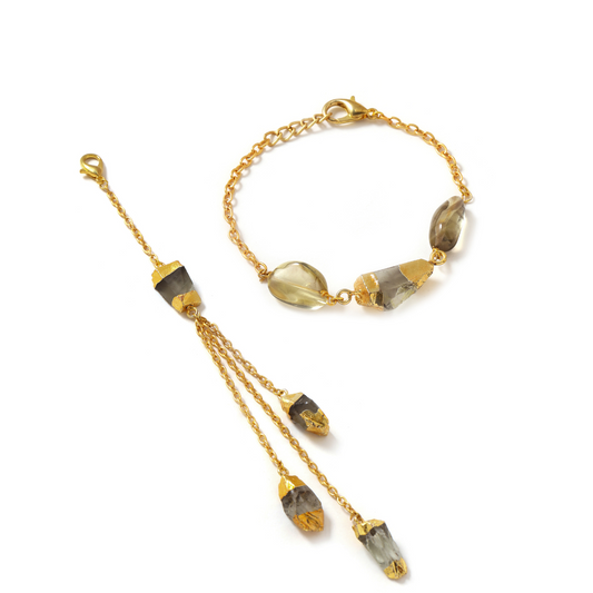 Crystal with Smoky Topaz Couple Rakhi