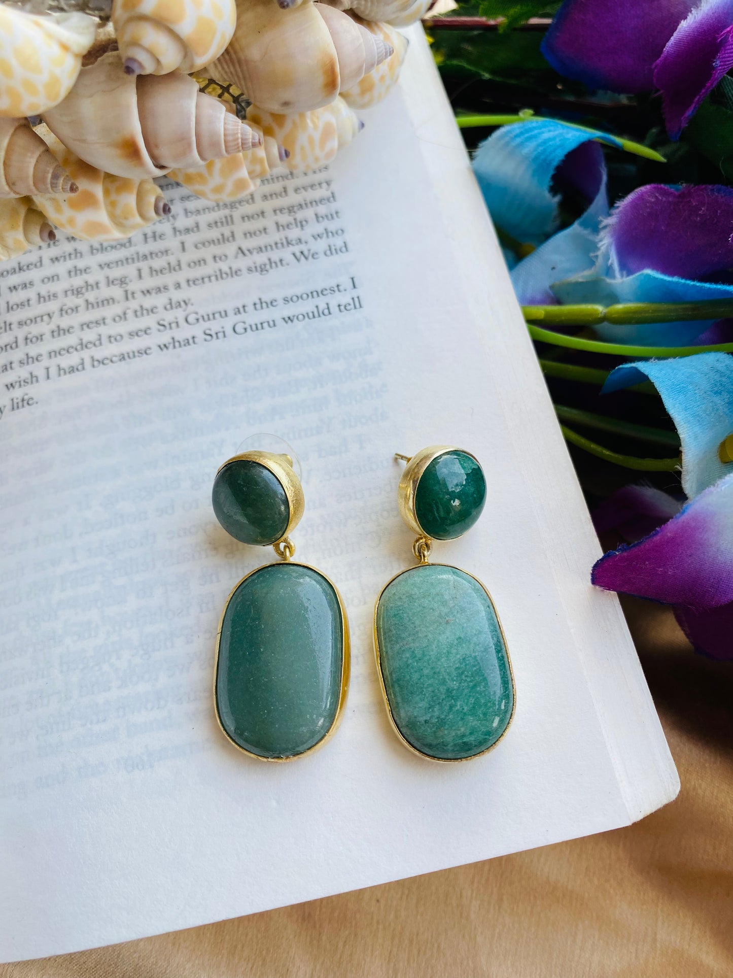 Block of Green Jasper Earring