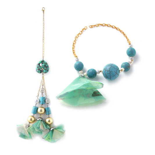 Malachite with Turquoise Balls Couple Rakhi