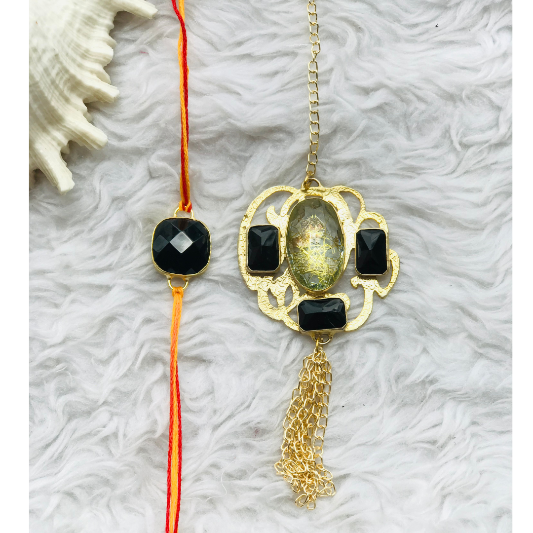 Black Onyx and Rutile Couple Rakhi