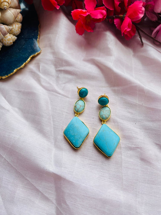 Triangular Drama of Turquoise Earring