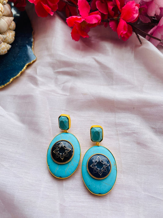 Flower on Turquoise Earring