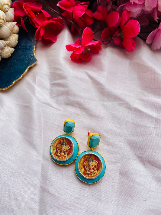 Ganesha on Turquoise Earring