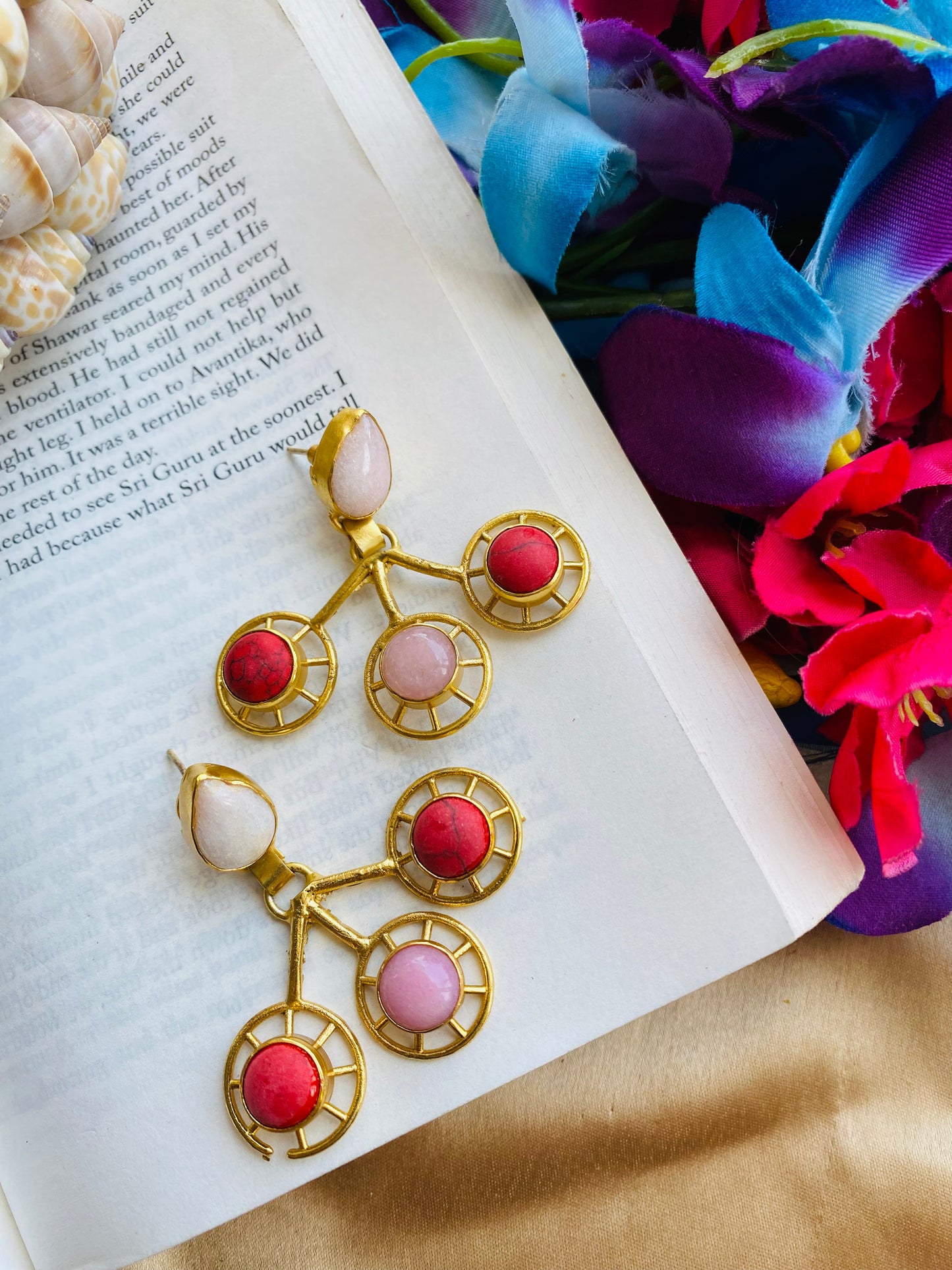 Rosy Wheels of Coral Earrings