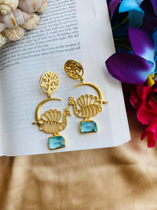 Peacock in River Earring