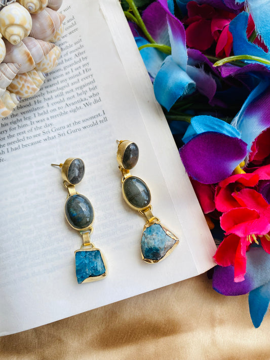 Drops of Labradorite and Kyanite Earring