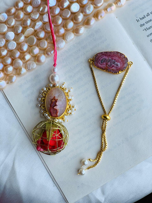 Rose Agate Couple Rakhi