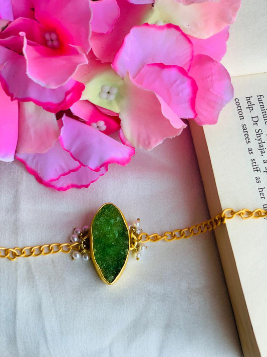 Sugar Druzy with pearl Bracelet