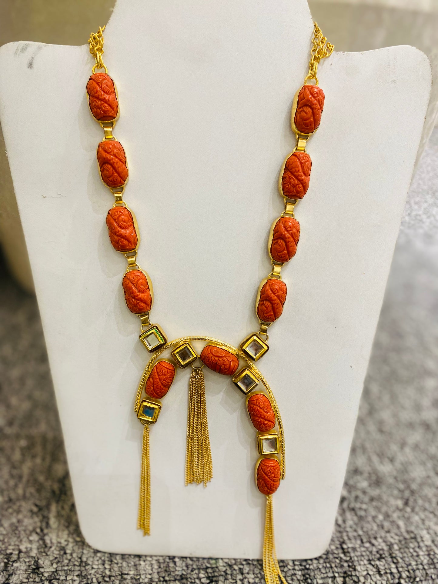 Cascading Carved Coral Necklace