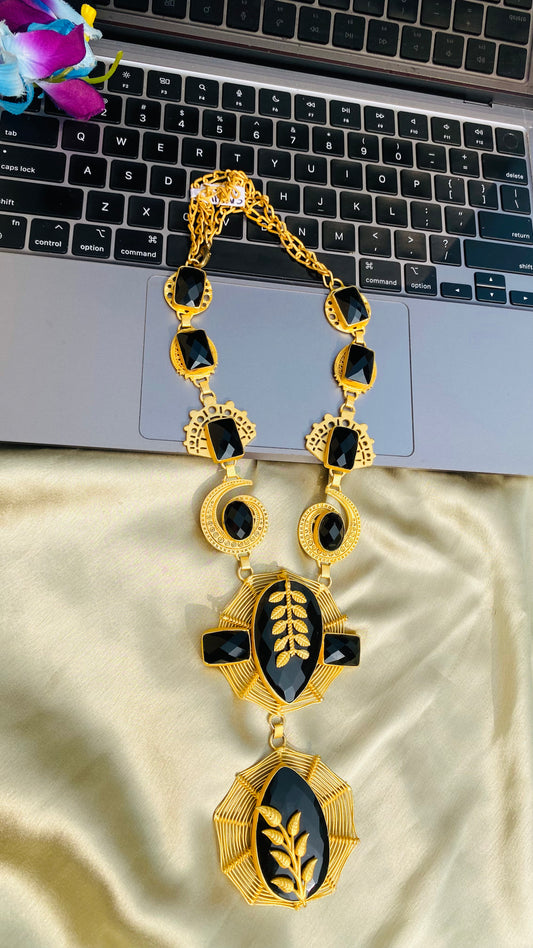 Leaves on Onyx Necklace