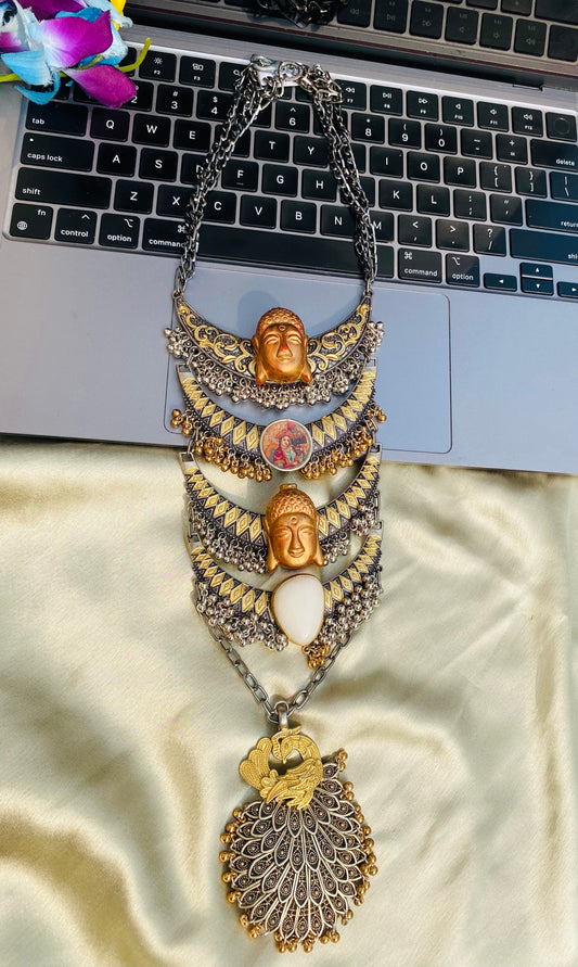 Buddha with Peacock Necklace