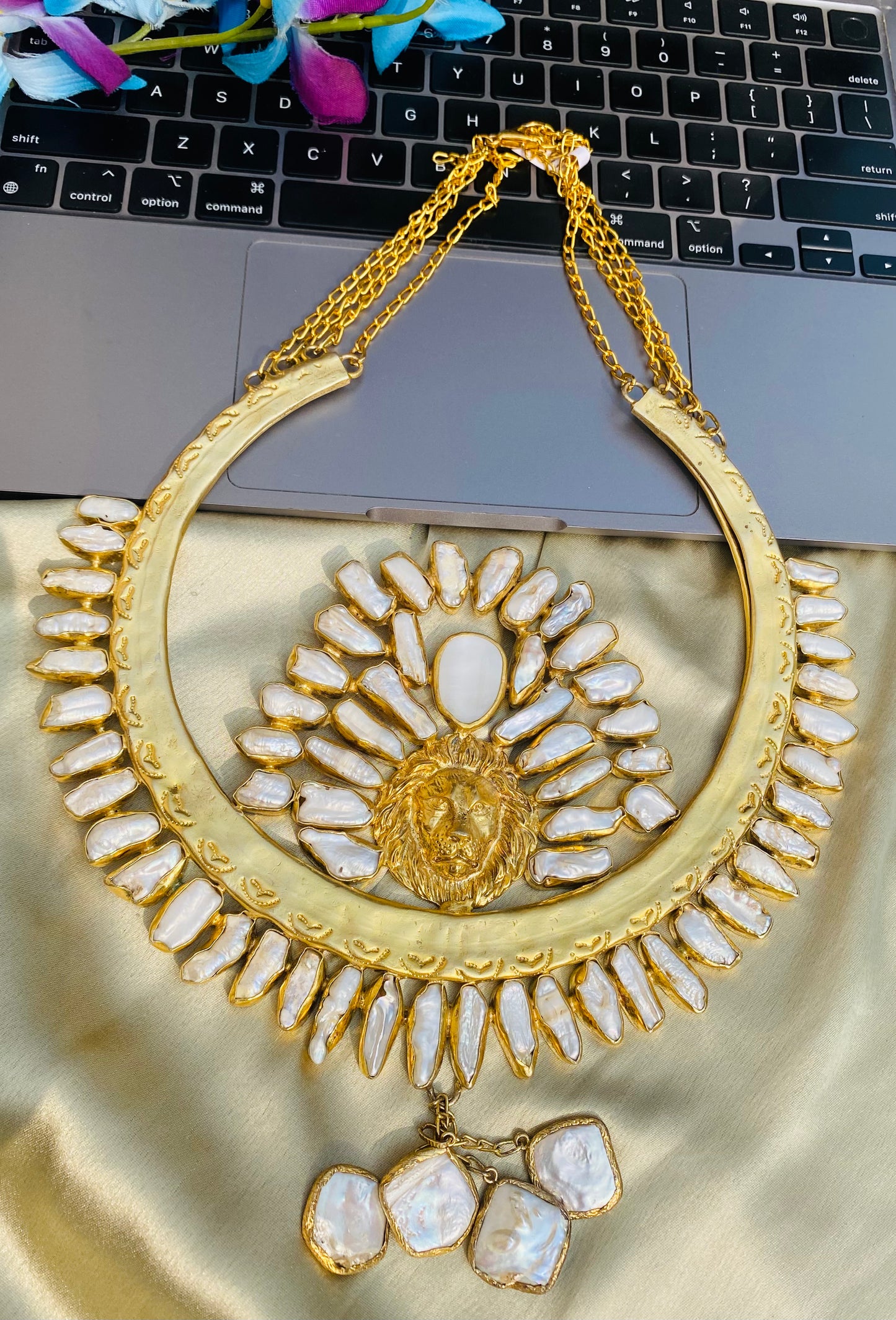 Lion on Moon Statement Necklace