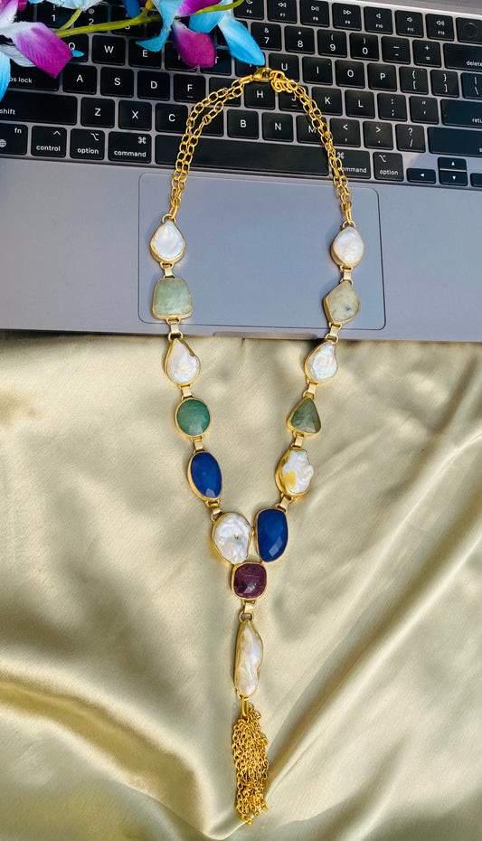 Pearl Sapphire Alternating Necklace
