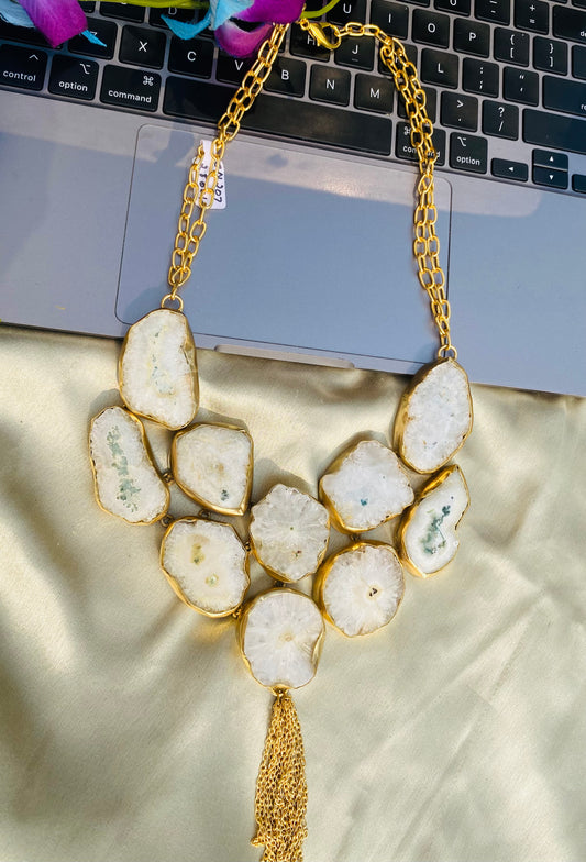 White Agate Statement Necklace