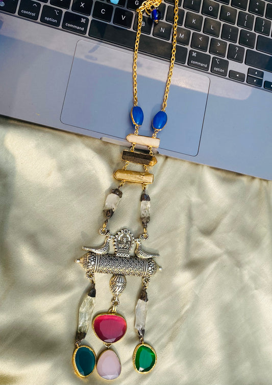 Peacock on Tiger's Eye Necklace