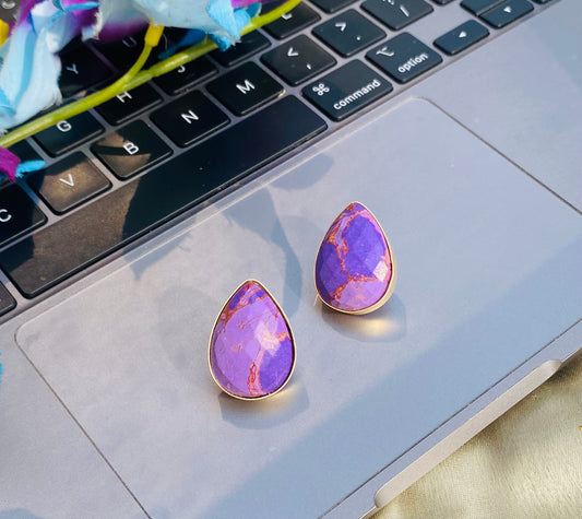 Purple Pear Studs